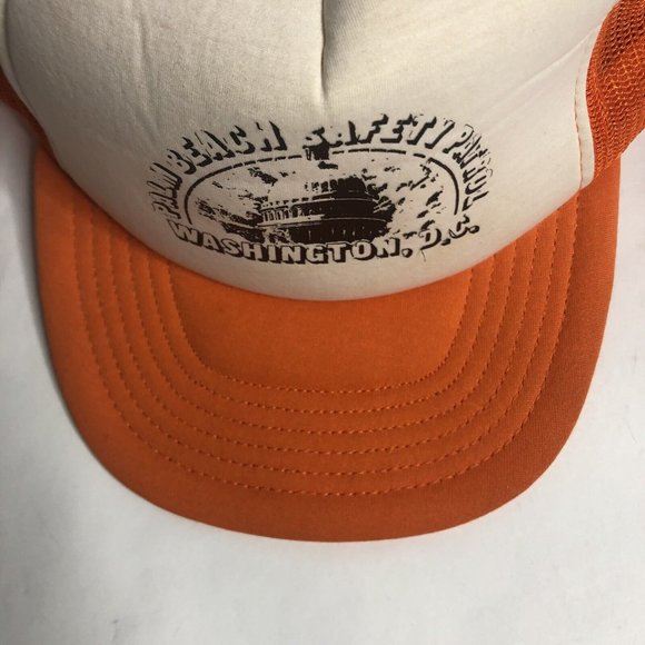 Vtg Palm Beach Safety‎ Patrol Washington D.C. Orange Mesh Trucker Hat - Picture 5 of 9